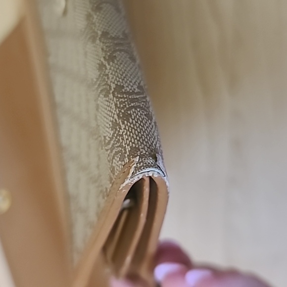 CELINE Long Wallet Macadam Pattern Leather Tan Brown Authentic - Picture 8 of 14